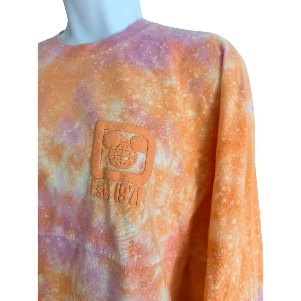 Walt Disney World Spirit Jersey M Tie Dye Orange Pink Galaxy Sweatshirt Mickey - Picture 4 of 10